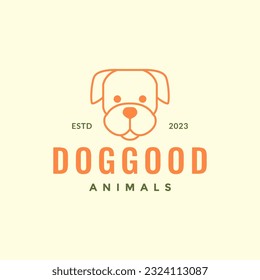 animal pets puppy labrador retriever line art mascot simple logo design vector