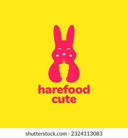 animal pets rabbit carrot food mascot modern logo design vector