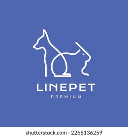 Tierhasen-Hasen mit Hunden geometrische moderne Linie Kunst einfache minimale Logo-Design Vektorgrafik