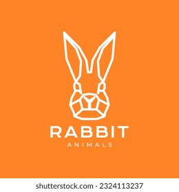 animal pets rabbit hare line art modern geometric minimal logo design vector