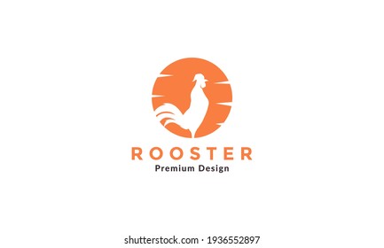 animal pets rooster with sunset logo symbol vector icon illustration design