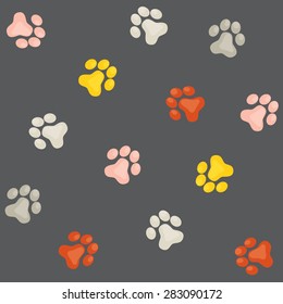 Animal pets step vector seamless pattern for scrapbooking