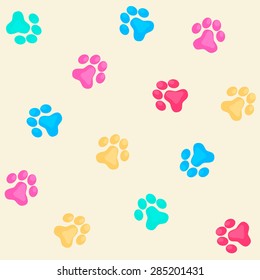 Animal pets step vector seamless pattern for scrapbooking
