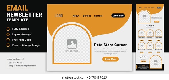 animal pets Store Email Newsletter Marketing Template Design Layout
