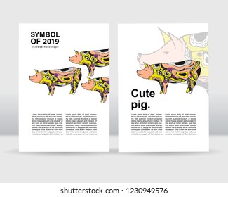 Animal pig background. It can be used for posters, cards, flyers, brochures, magazines and any kind of cover. EPS 10. Vector