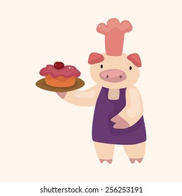 animal pig chef cartoon theme elements
