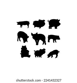 animal pig cute collection silhouette set design