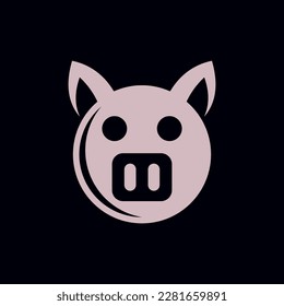 Animal pig face circle simple logo