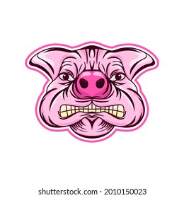 Plantilla vectorial de diseño de cabeza de cerdo animal