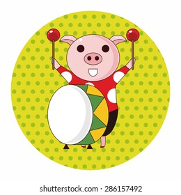animal pig playing instrument cartoon theme elements