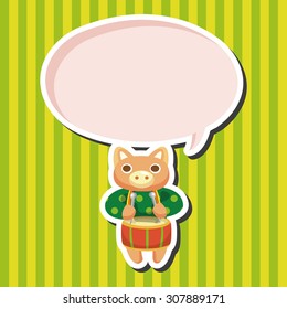 animal pig playing instrument cartoon theme elements