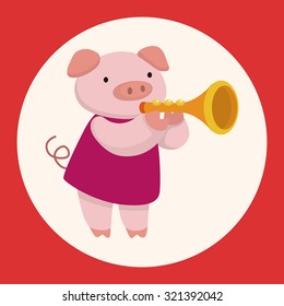animal pig playing instrument cartoon theme elements