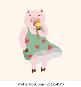 animal pig summer cartoon theme elements