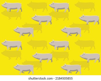 Animal Pig Walking Seamless Wallpaper Background