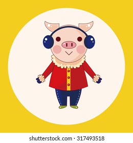 animal pig winter cartoon theme elements
