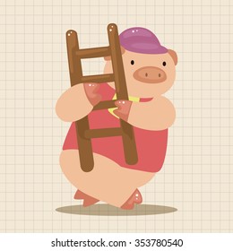 animal pig worker cartoon theme elements
