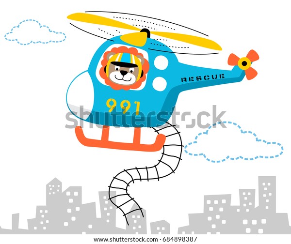 救助ヘリコプターの動物パイロット ベクターカートーンイラスト のベクター画像素材 ロイヤリティフリー