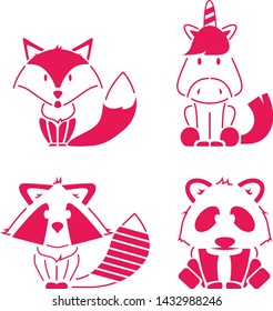 animal pink stencil art set