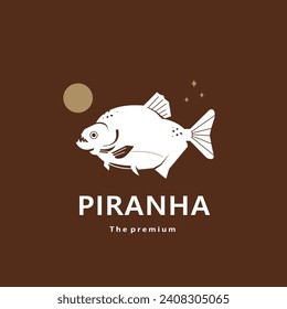 animal piranha natural logo vector icon silhouette retro hipster