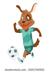 Animal playing football. Cute soccer team player position. Sport is for everyone. Funny vector character illustration