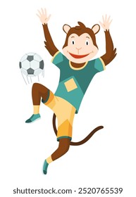 Animal playing football. Cute soccer team player position. Sport is for everyone. Funny vector character illustration