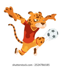 Animal playing football. Cute soccer team player position. Sport is for everyone. Funny vector character illustration