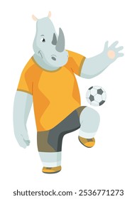 Animal playing football. Cute soccer team player position. Sport is for everyone. Funny vector character illustration