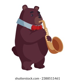 animal playing instrument bear with saxophone design