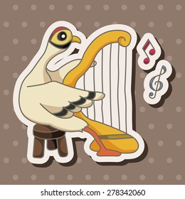 animal playing instrument cartoon theme elements