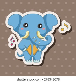 animal playing instrument cartoon theme elements