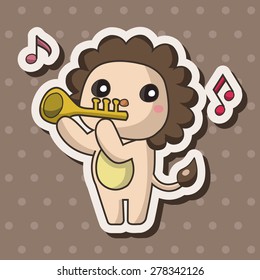 animal playing instrument cartoon theme elements