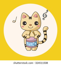 animal playing instrument cartoon theme elements