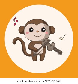 animal playing instrument cartoon theme elements