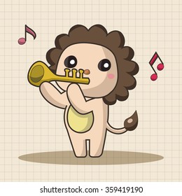animal playing instrument cartoon theme elements