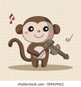 animal playing instrument cartoon theme elements