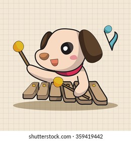 animal playing instrument cartoon theme elements