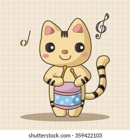 animal playing instrument cartoon theme elements