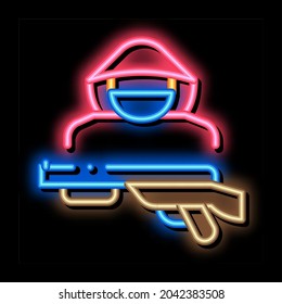 animal poacher neon light sign vector. Glowing bright icon animal poacher sign. transparent symbol illustration