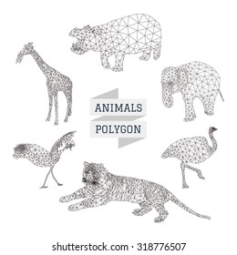 Animal polygon vector set 2