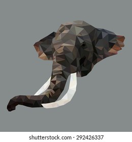 Animal Polygonal, Head Elephant ,polygon Isolated Vector