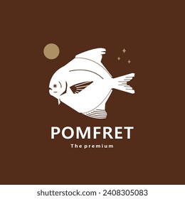 animal pomfret natural logo vector icon silhouette retro hipster