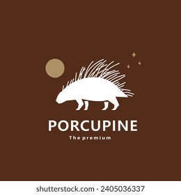 animal porcupine natural logo vector icon silhouette retro hipster