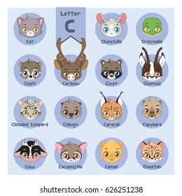 Animal portrait alphabet - Letter C
