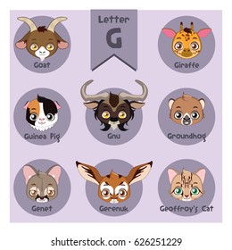 Animal portrait alphabet - Letter G