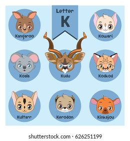 Animal portrait alphabet - Letter K