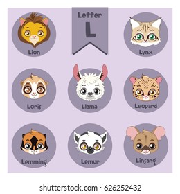 Animal portrait alphabet - Letter L