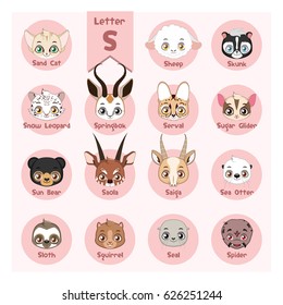 Animal portrait alphabet - Letter S