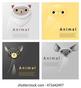 Animal portrait collection with cats , vector , illustration
