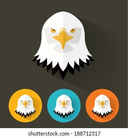 Animal Portrait with Flat Design / Bald Eagle / Vector Illustration