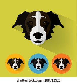 Animal Portrait with Flat Design / Dog / Shepherd / Vector Illustration
